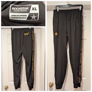 Lounge Streetwear Rockstar Energy Drink Size XL Black & Yellow Jogger Sweatpants